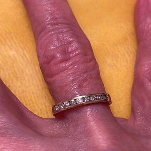 14k channel set diamond ring & FREE emerald pendant